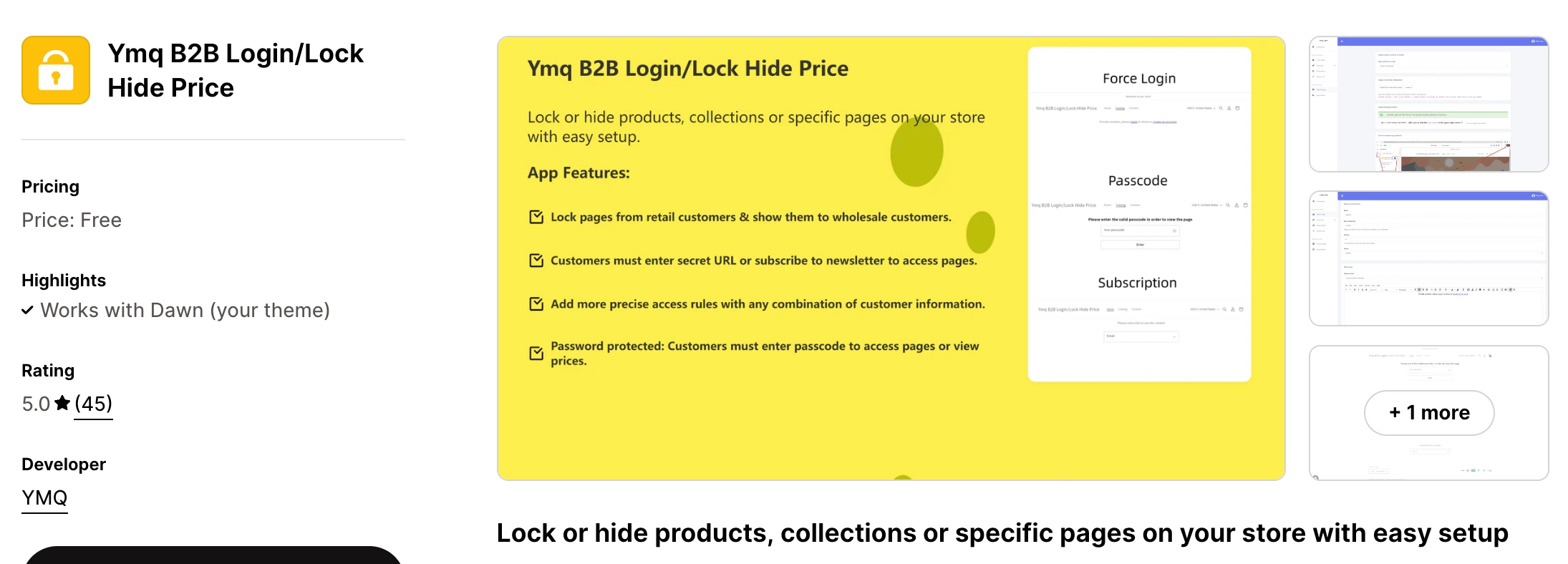 YMQ B2B Login/Lock Hide Price
